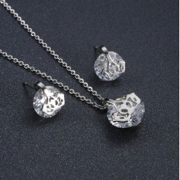 Collar Y Pendientes De Titanio Para Mujer De Calidad Confiable Con Diamantes De Imitación.