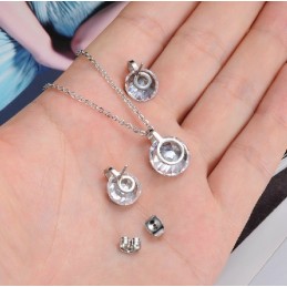 Collar Y Pendientes De Titanio Para Mujer De Calidad Confiable Con Diamantes De Imitación.