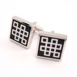 Gemelos Cuadrados Clásicos De Titanio Y Esmalte Negro