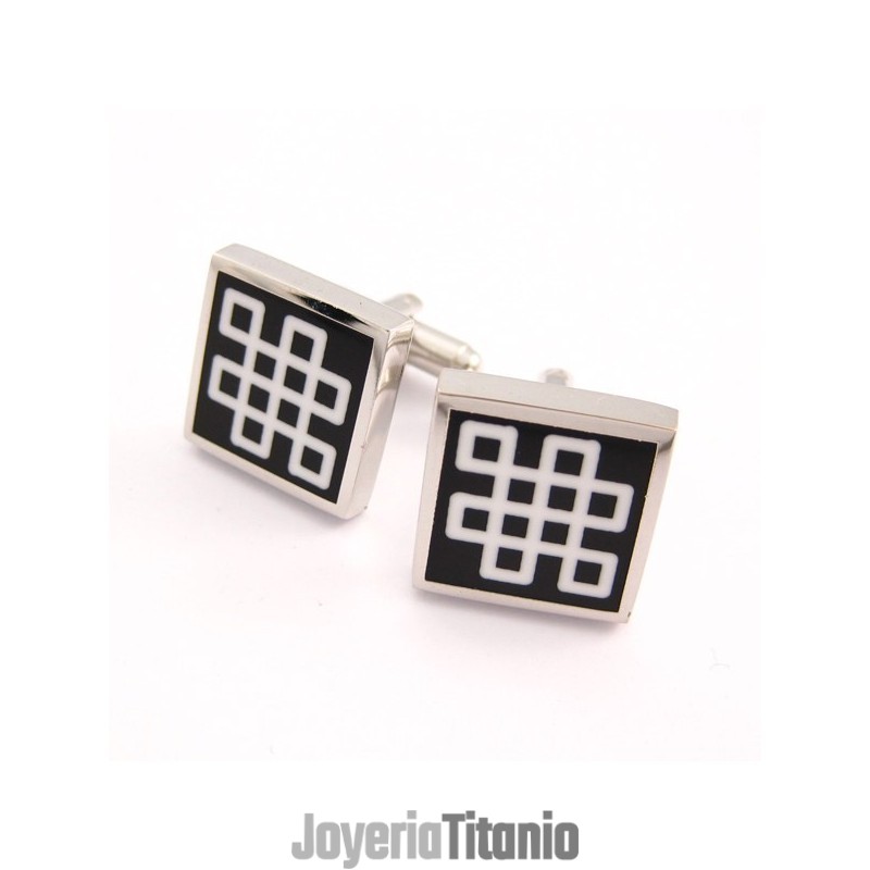 Gemelos Cuadrados Clásicos De Titanio Y Esmalte Negro Gemelos Cuadrados Clásicos De Titanio Y Esmalte Negro