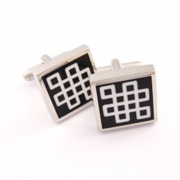 Gemelos Cuadrados Clásicos De Titanio Y Esmalte Negro