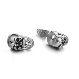 Pendientes De Titanio Con Calavera Femenina Y Diamante De Rendimiento Confiable