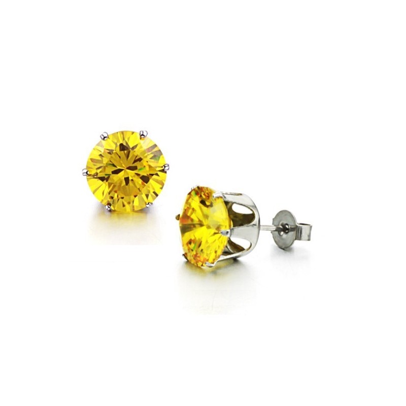 Pendientes Femeninos De Titanio Amarillo Duraderos Con Diamantes De Imitación
