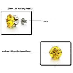 Pendientes Femeninos De Titanio Amarillo Duraderos Con Diamantes De Imitación