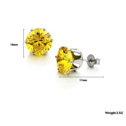 Pendientes Femeninos De Titanio Amarillo Duraderos Con Diamantes De Imitación