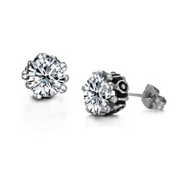 Pendientes De Titanio Blanco Femenino De Excelente Calidad Con Diamantes De Imitación.