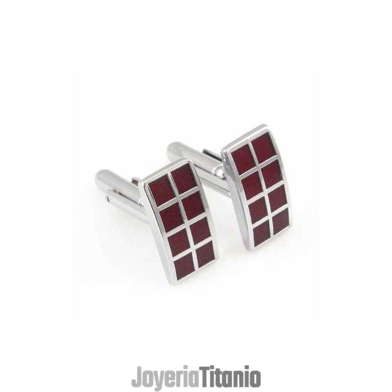 Gemelos Oblongos Chapados En Titanio Y Rojo Oscuro Ip Gemelos Oblongos Chapados En Titanio Y Rojo Oscuro Ip