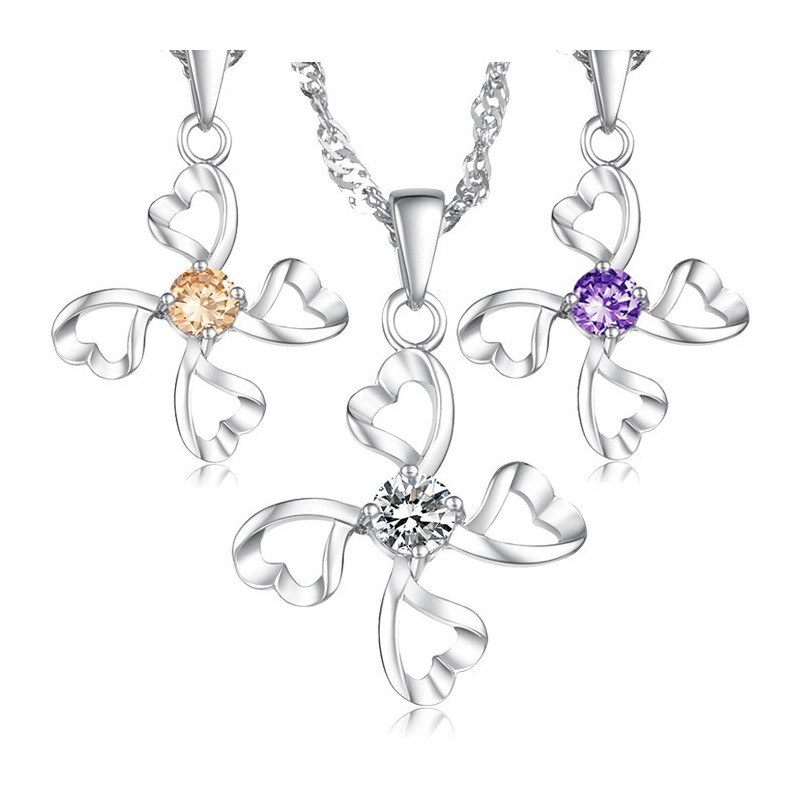 Collar De Titanio Con Baño De Platino Y Diamantes De Alta Calidad Para Mujer.