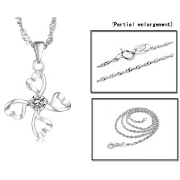 Collar De Titanio Con Baño De Platino Y Diamantes De Alta Calidad Para Mujer.