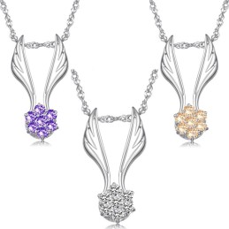 Collar De Titanio Con Baño De Platino Y Diamantes De Imitación En Forma De Ala Para Mujer, Fácil De Usar