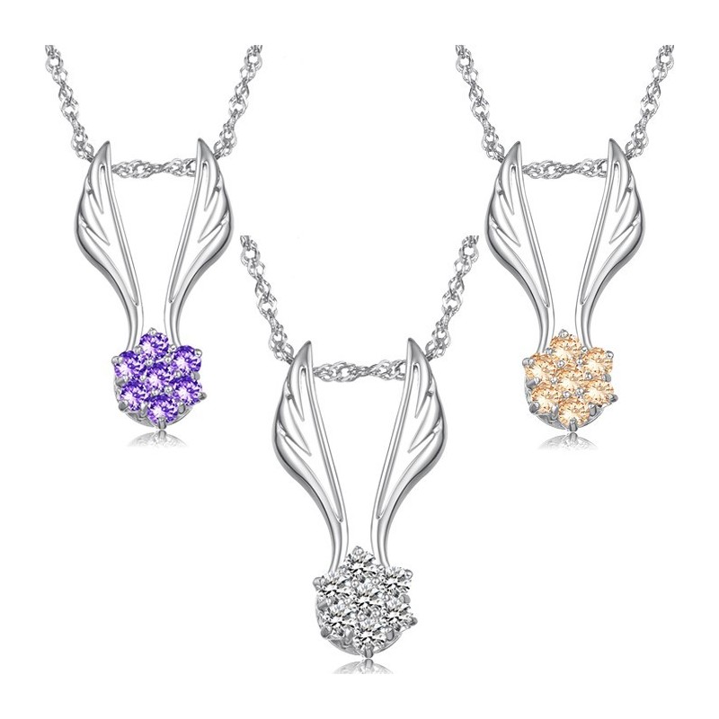 Collar De Titanio Con Baño De Platino Y Diamantes De Imitación En Forma De Ala Para Mujer, Fácil De Usar