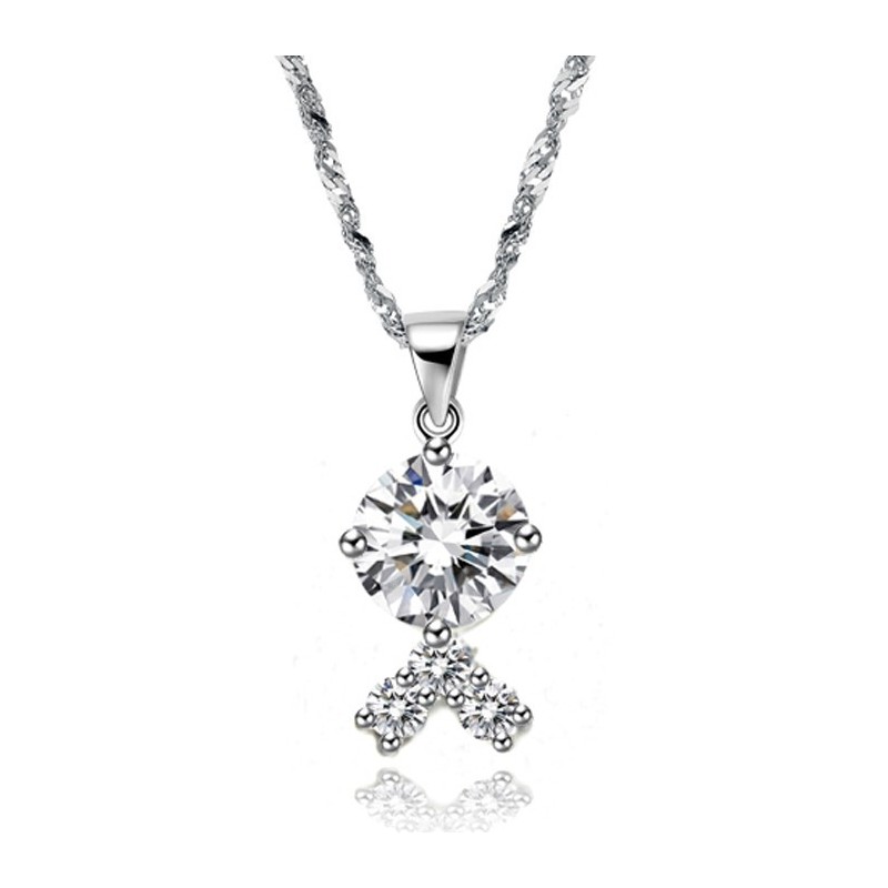 Collar De Titanio Con Baño De Platino Y Diamantes De Imitación Para Mujer, De Calidad Confiable Collar De Titanio Con Baño De Platino Y Diamantes De Imitación Para Mujer, De Calidad Confiable