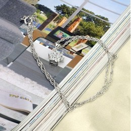 Collar De Titanio Con Baño De Platino Y Diamantes De Imitación Para Mujer "To Have A Long Story"