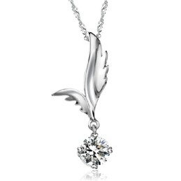 Collar De Titanio Con Baño De Platino Y Diamantes De Imitación En Forma De Ala Para Mujer, De Calidad Confiable