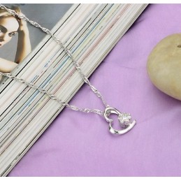 Collar De Titanio Con Baño De Platino Y Diamantes Para Mujer, De Calidad Estable