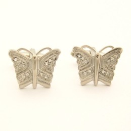 Gemelos De Mariposa De Titanio Con Diamantes