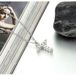 Collar De Titanio Con Baño De Platino Y Diamantes De Imitación Para Mujer, De Gran Reputación