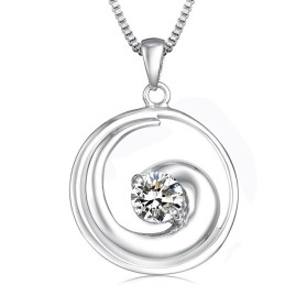Collar De Titanio Con Baño De Platino Y Diamantes De Alta Calidad Para Mujer.