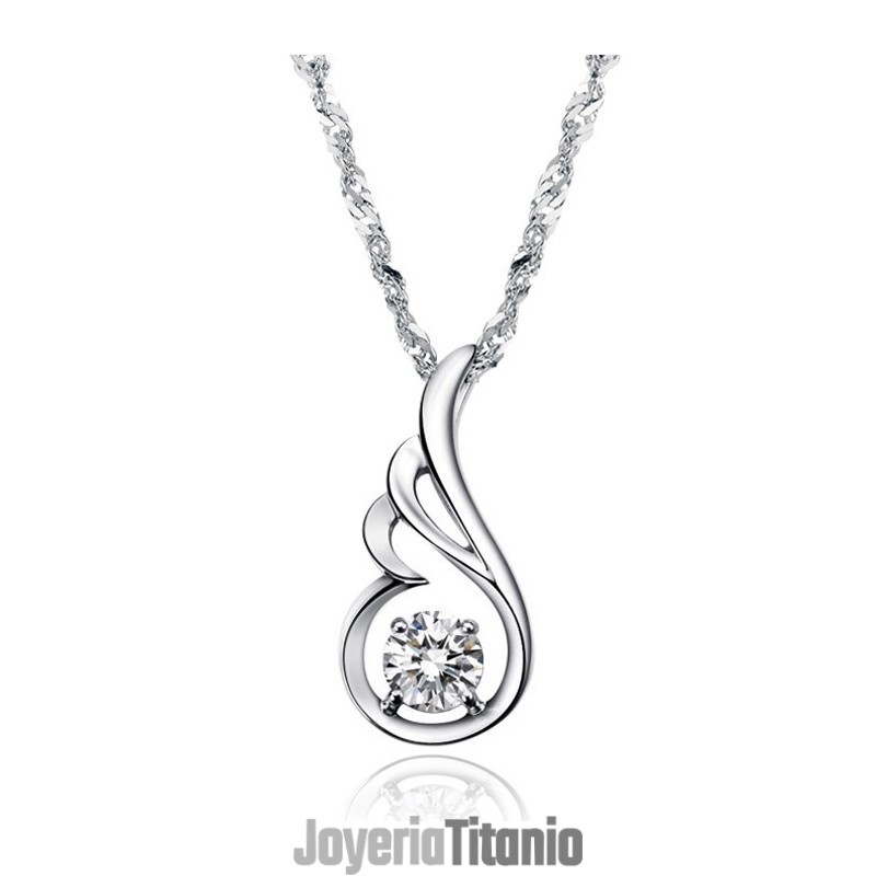 Collar De Titanio Con Baño De Platino Y Diamantes Para Mujer. Collar De Titanio Con Baño De Platino Y Diamantes Para Mujer.