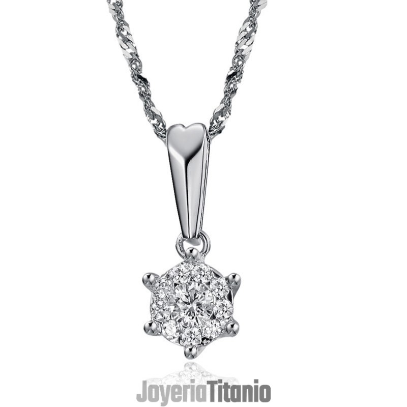 Collar De Titanio Con Baño De Platino Y Diamantes Para Mujer De Gran Reputación. Collar De Titanio Con Baño De Platino Y Diamantes Para Mujer De Gran Reputación.
