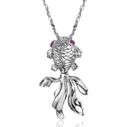 Collar De Titanio Con Baño De Platino Y Forma De Pez Hembra, Fácil De Usar