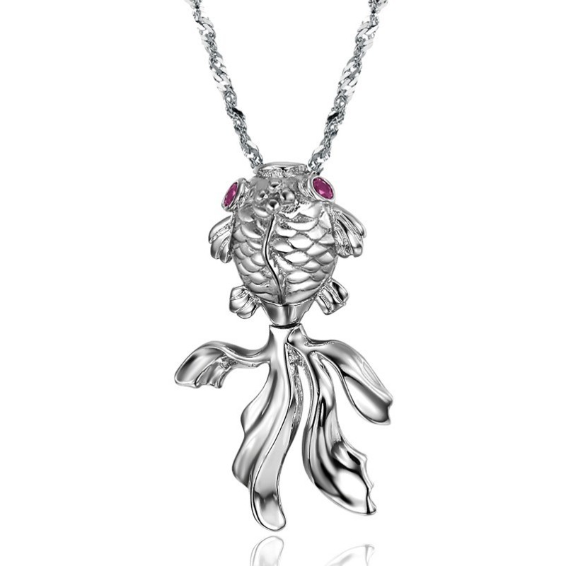 Collar De Titanio Con Baño De Platino Y Forma De Pez Hembra, Fácil De Usar Collar De Titanio Con Baño De Platino Y Forma De Pez Hembra, Fácil De Usar