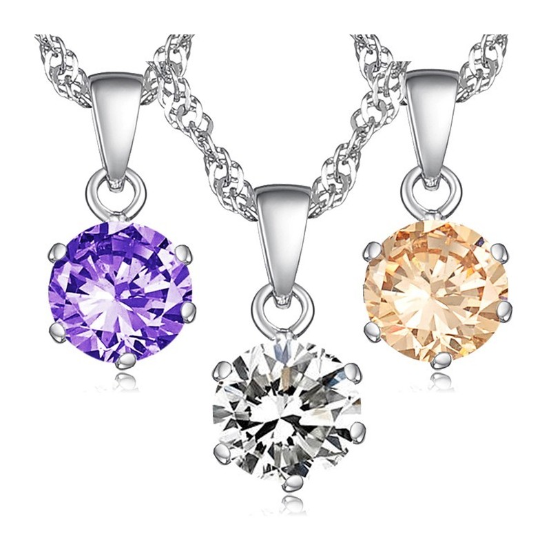 Collar De Titanio Con Baño De Platino Y Diamantes Para Mujer, De Calidad Estable