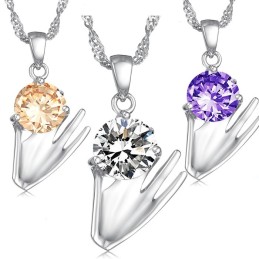 Collar De Titanio Con Baño De Platino Morado Y Diamantes Para Mujer.
