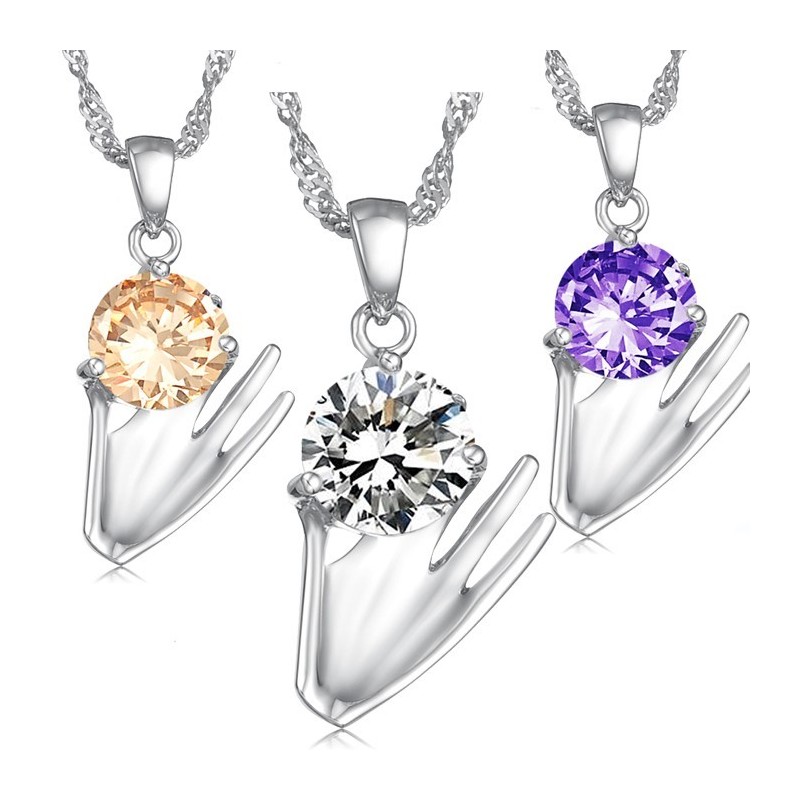 Collar De Titanio Con Baño De Platino Morado Y Diamantes Para Mujer. Collar De Titanio Con Baño De Platino Morado Y Diamantes Para Mujer.