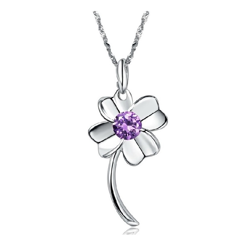 Collar De Titanio Con Baño De Platino Y Forma De Trébol Para Mujer, Duradero Y De Uso Frecuente. Collar De Titanio Con Baño De Platino Y Forma De Trébol Para Mujer, Duradero Y De Uso Frecuente.