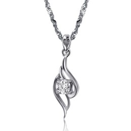 Collar De Titanio Con Baño De Platino Y Forma De Pluma Para Mujer De Alta Calidad
