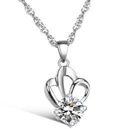 Collar De Titanio Con Baño De Platino Y Diamantes De Imitación, Hipoalergénico Y Fácil De Usar Para Mujeres.