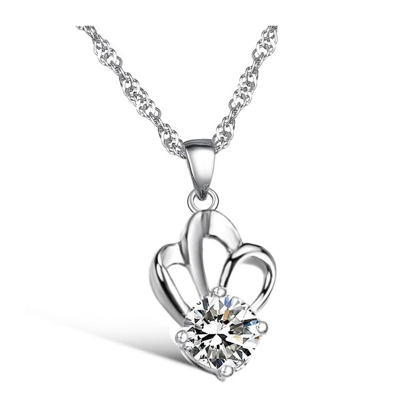 Collar De Titanio Con Baño De Platino Y Diamantes De Imitación, Hipoalergénico Y Fácil De Usar Para Mujeres. Collar De Titanio Con Baño De Platino Y Diamantes De Imitación, Hipoalergénico Y Fácil De Usar Para Mujeres.
