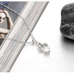 Collar De Titanio Con Baño De Platino Y Diamantes De Imitación, Hipoalergénico Y Fácil De Usar Para Mujeres.