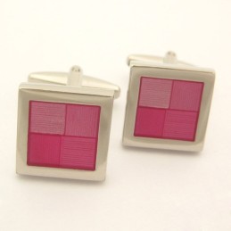 Exquisitos Gemelos Cuadrados De Titanio Rosa