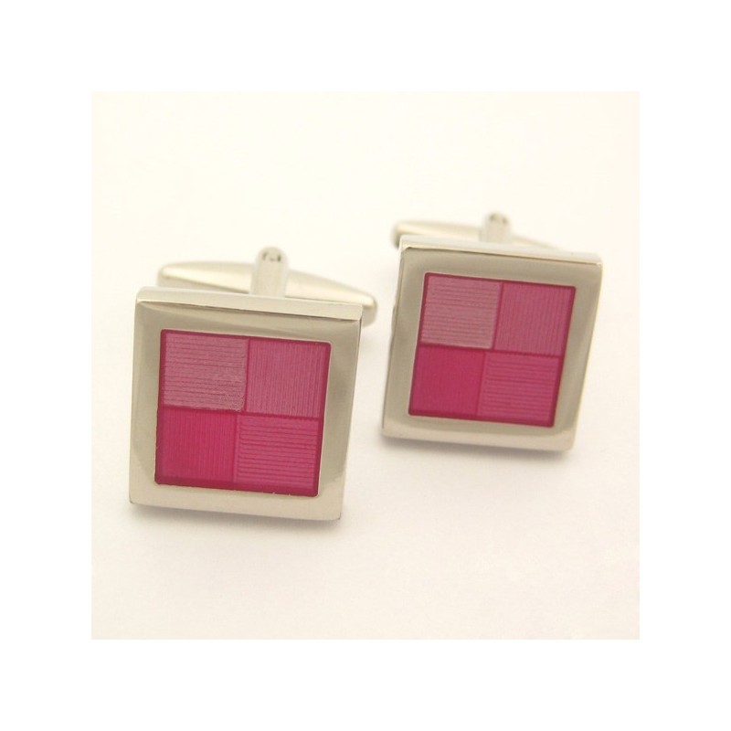 Exquisitos Gemelos Cuadrados De Titanio Rosa