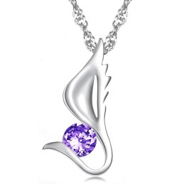 Collar De Titanio Con Baño De Platino Y Diamantes En Forma De Ala Para Mujer De La Reina De La Calidad