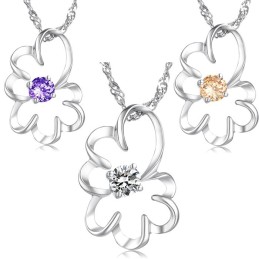 Collar De Titanio Con Baño De Platino Morado Y Diamantes Para Mujer.