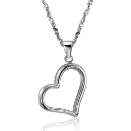 Collar De Titanio Con Baño De Platino Y Diseño De Corazón Para Mujer, Completo En Especificaciones