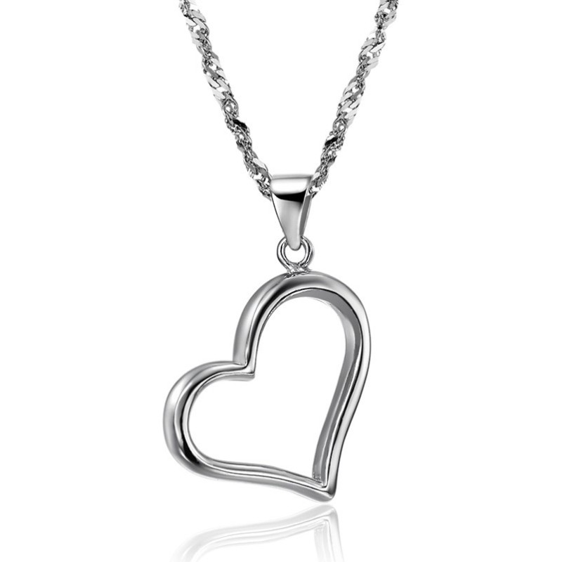 Collar De Titanio Con Baño De Platino Y Diseño De Corazón Para Mujer, Completo En Especificaciones