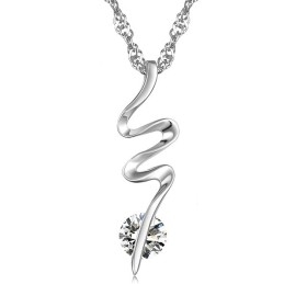 Conocido Por Su Excelente Calidad: Collar De Titanio Con Baño De Platino Y Diamantes Para Mujer.