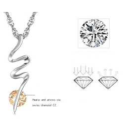 Conocido Por Su Excelente Calidad: Collar De Titanio Con Baño De Platino Y Diamantes Para Mujer.