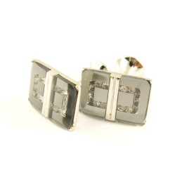 Gemelos Oblongos De Titanio Con Diamantes