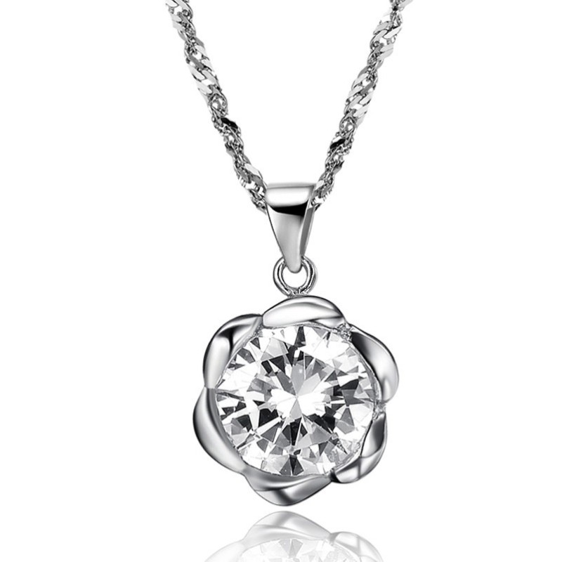 Collar De Titanio Chapado En Platino Con Forma De Rosa Para Mujer De Calidad Estable Collar De Titanio Chapado En Platino Con Forma De Rosa Para Mujer De Calidad Estable