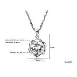Collar De Titanio Chapado En Platino Con Forma De Rosa Para Mujer De Calidad Estable