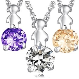 Collar De Titanio Con Baño De Platino Y Diamantes Para Mujer, Duradero Y De Uso Frecuente.