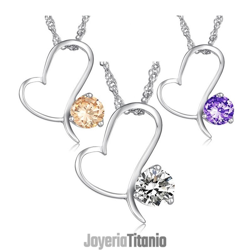 Collar De Titanio Con Baño De Platino Y Diamantes De Alta Calidad Para Mujer. Collar De Titanio Con Baño De Platino Y Diamantes De Alta Calidad Para Mujer.