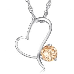Collar De Titanio Con Baño De Platino Y Diamantes De Alta Calidad Para Mujer.