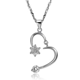 Collar De Titanio Con Baño De Platino Y Diamantes De Imitación Para Mujer, Con Calidad Y Cantidad Garantizadas.