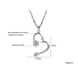 Collar De Titanio Con Baño De Platino Y Diamantes De Imitación Para Mujer, Con Calidad Y Cantidad Garantizadas.